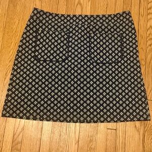 LOFT Geometric Navy, mint, and White Mini Skirt